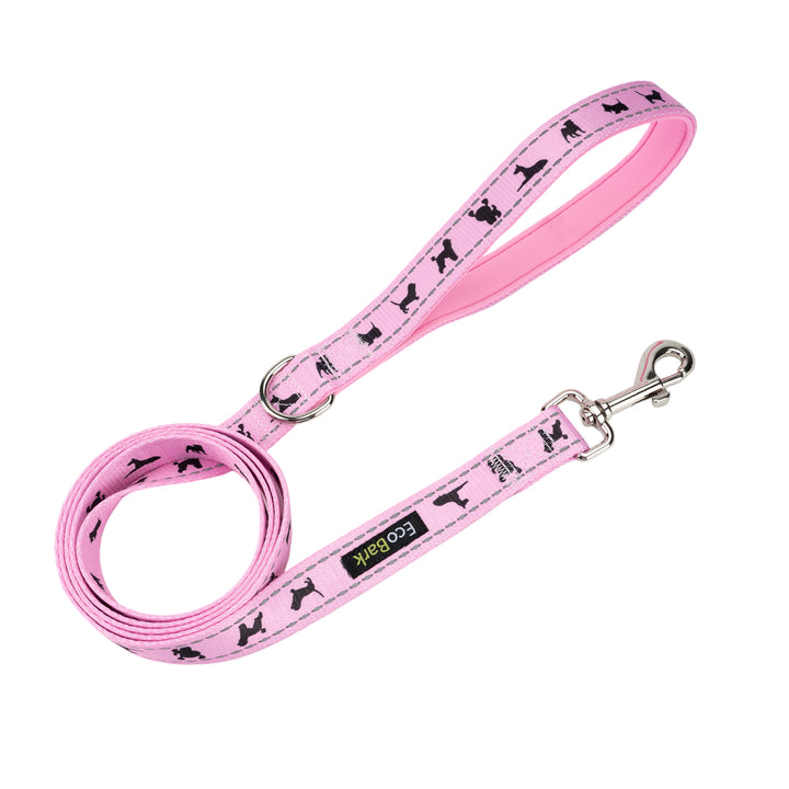 EcoBark Baby Pink Dog Leash - Comfort Grip Padded Leash- 4 ft, 5ft, and 6ft Leash