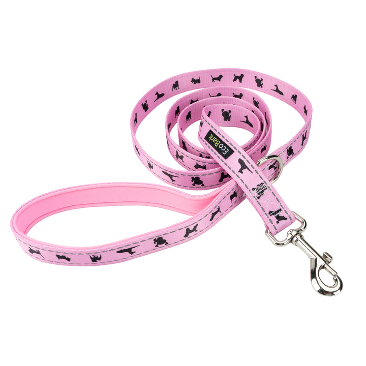 EcoBark Baby Pink Dog Leash - Comfort Grip Padded Leash- 4 ft, 5ft, and 6ft Leash