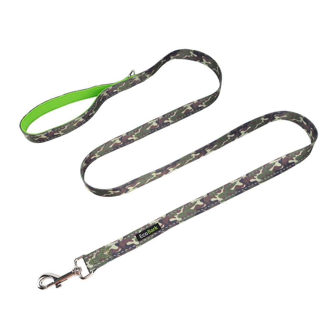 EcoBark Camo Dog Leash- Comfort Grip Padded Leash - 4ft, 5ft, and 6ft for Small and Medium Dogs