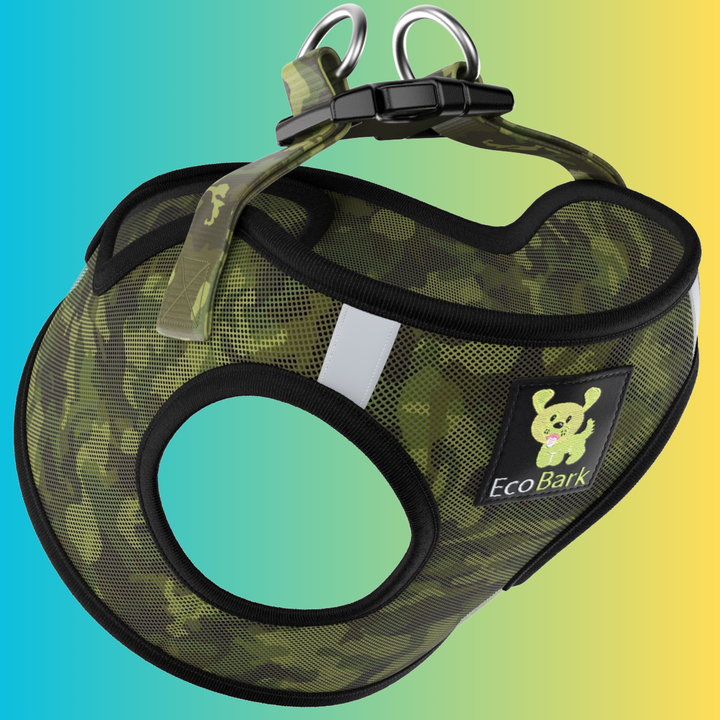 EcoBark Camo Step In Dog Harness - Reflective Soft Mesh Harness for Teacup, Small Dogs and Puppies