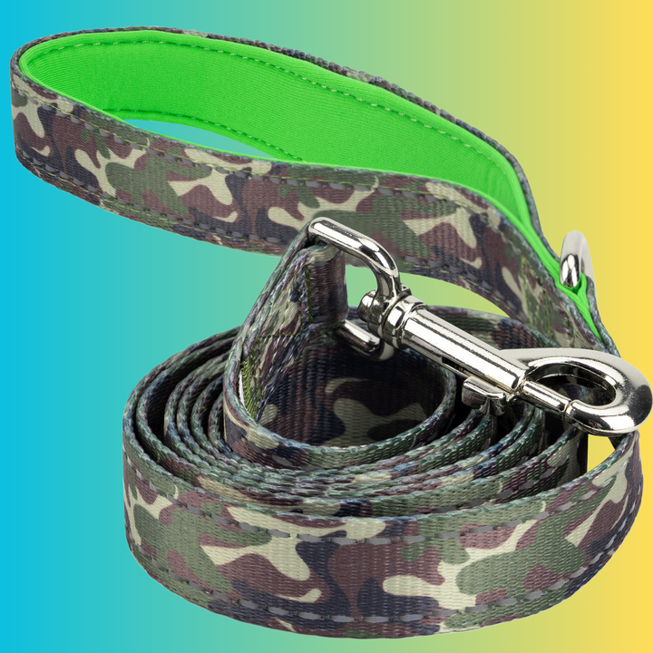 EcoBark Camo Dog Leash- Comfort Grip Padded Leash - 4ft, 5ft, and 6ft for Small and Medium Dogs