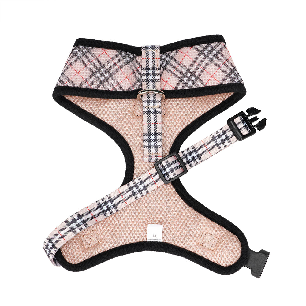 EcoBark Beige Plaid Dog Harness- Over-the-Head Dog Vest Halter for Small to Medium Dogs, and Puppies