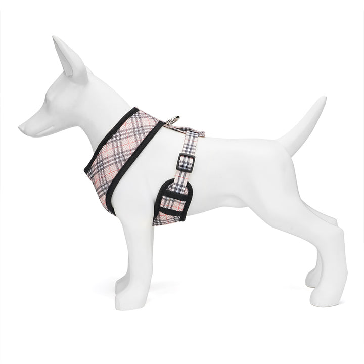 EcoBark Beige Plaid Dog Harness- Over-the-Head Dog Vest Halter for Small to Medium Dogs, and Puppies