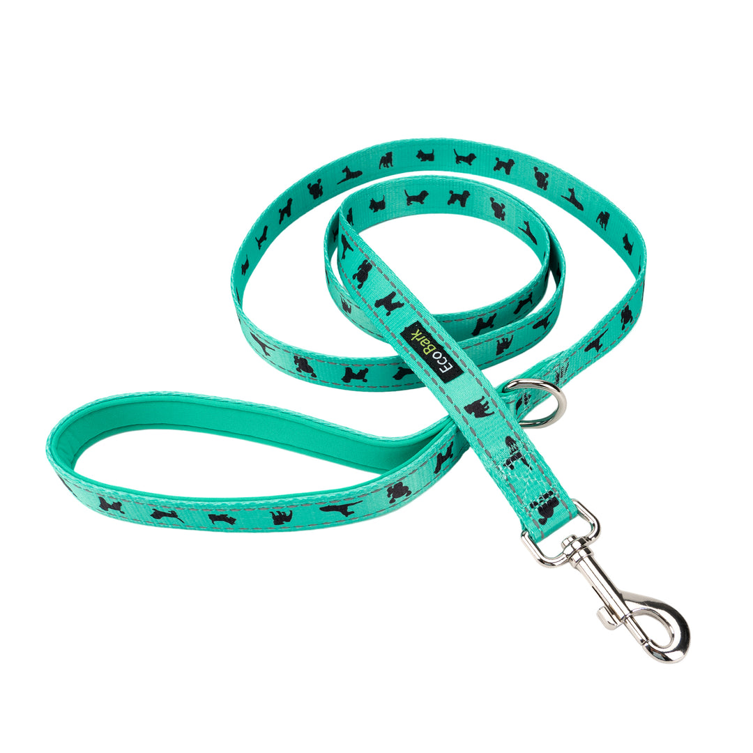 EcoBark Mint Turquoise Dog Leash - Comfort Grip Padded Leash - 4ft, 5ft, and 6ft Dog Leash for Small and Medium Dogs