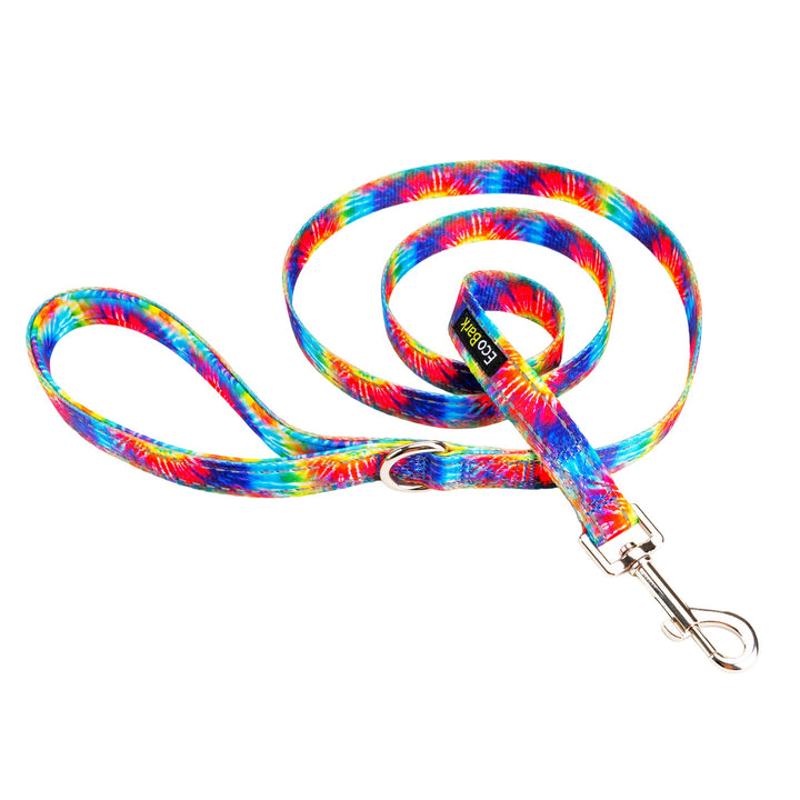 EcoBark Tie Dye Dog Leash - Padded Comfort Grip Leash - 4ft, 5ft, and 6ft Leash for Small and Medium Dogs