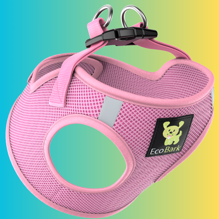 EcoBark Baby Pink Step In Dog Harness - Reflective Soft Mesh Halter - Teacup to Small Dogs - Baby Pink